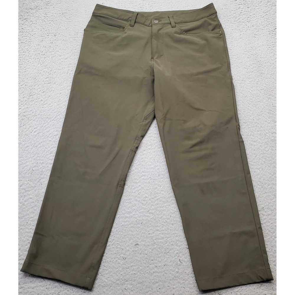 Lululemon ABC Pants Mess 31 Green Stretch Performance Flat Front Straight Leg